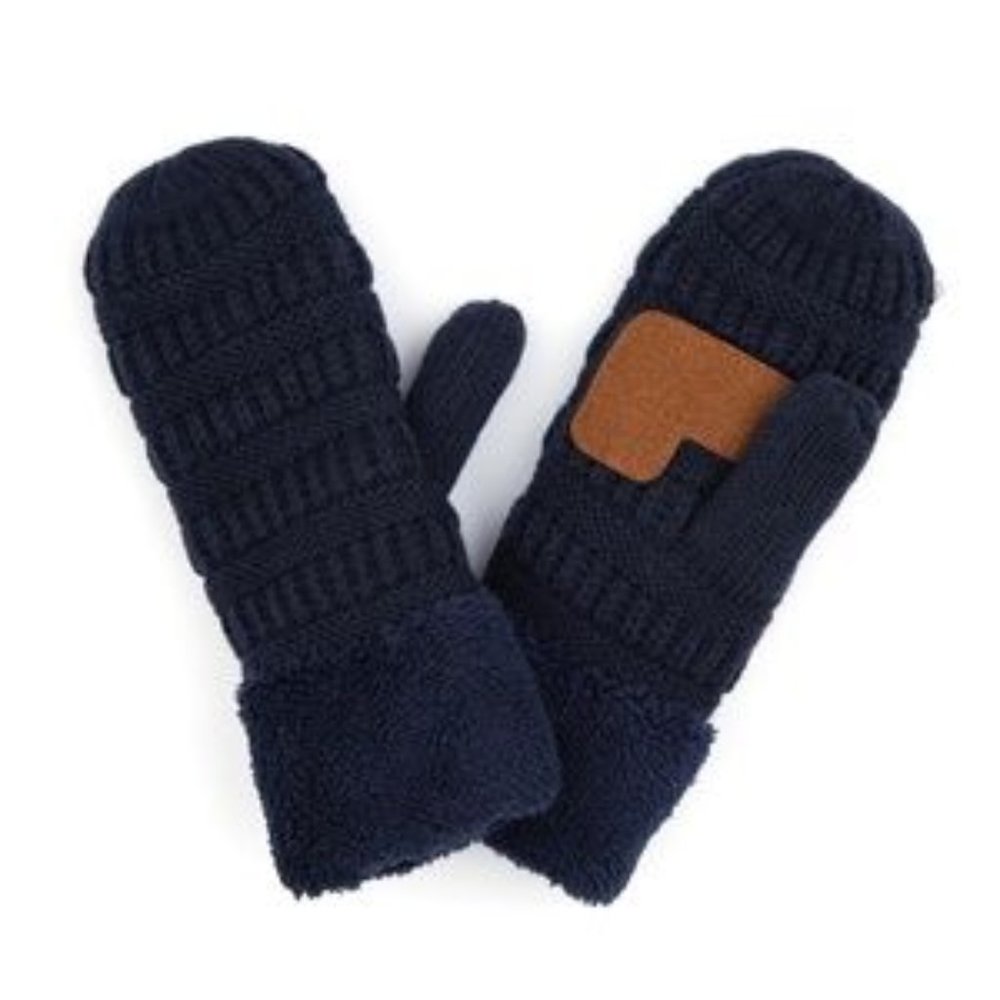 C.C Kids Ribbed Knit Mitten Gloves